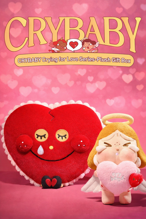 POP MART CRYBABY Crying for Love zestaw lalka i poduszka serce